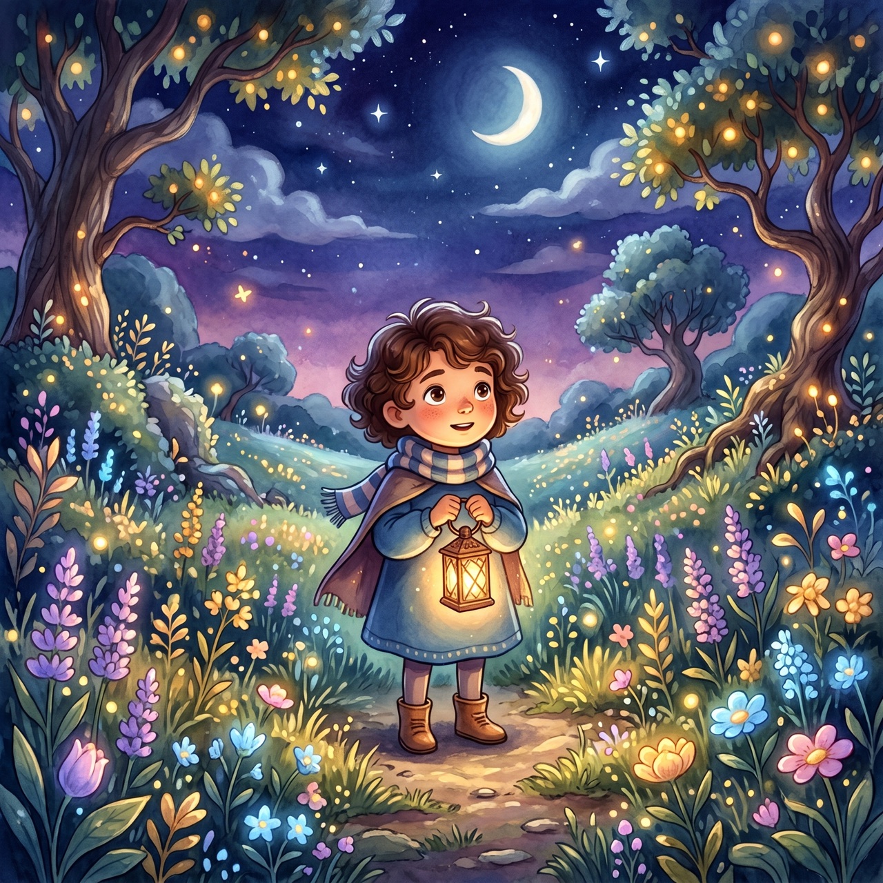A child as the hero of a glowing garden adventure